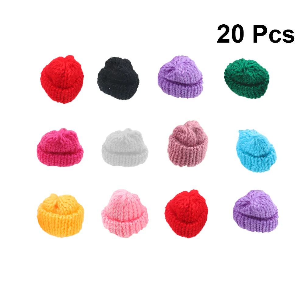 

20PCS Mini Hats Decorations Knitting Hats DIY Craft Supplies for Kids Girls Toys (Assorted Color)