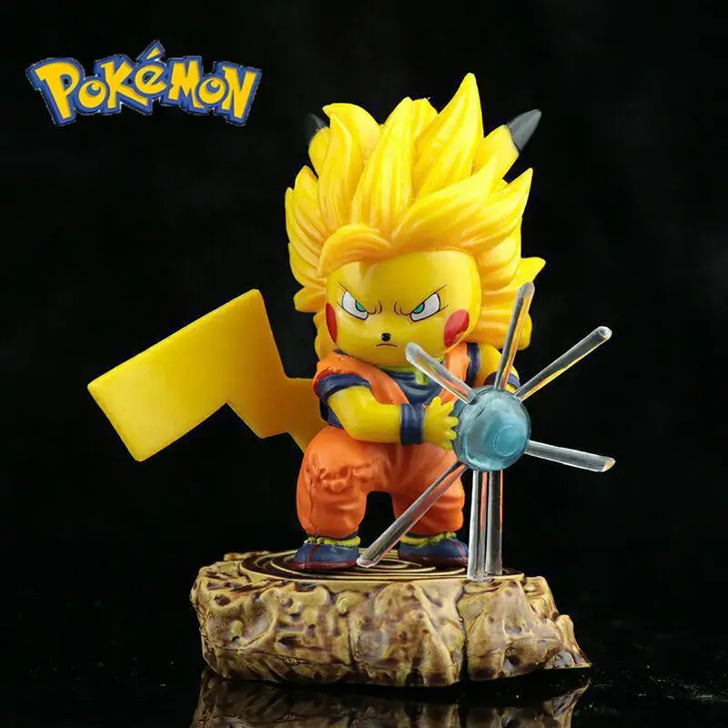 

Pokemon Pikachu Cosplay Son Goku Anime Action Figures Dragon Ball Super Saiyan Kakarotto Model Doll Ornaments Gift Toys For Kids