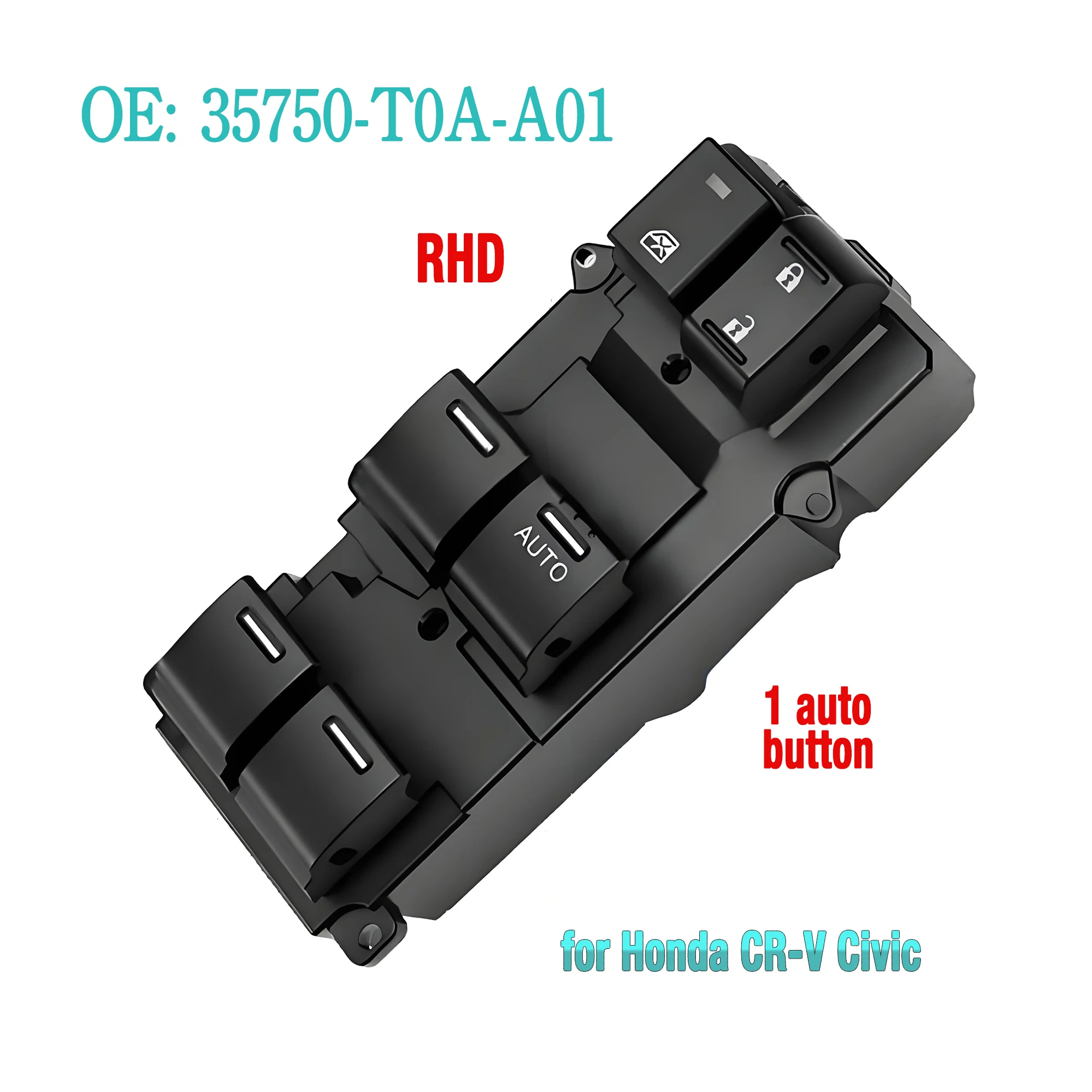 Фото 35750-T0A-A01 35750T0AA01 Для Honda CRV CR-V Civic 2011-2017, кнопка главного переключателя управления стеклоподъемником правой двери (правый руль) №2