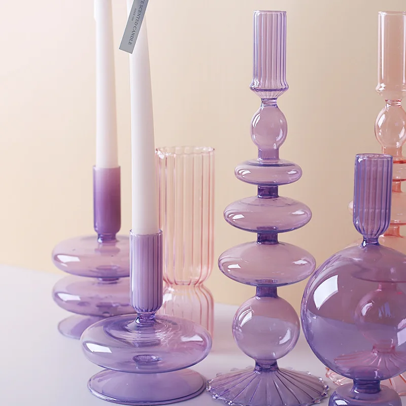 

Modern Glass Candleholder Retro Home Living Room Black Glass Table Romantic Candlelight Creative Decoration Ornaments