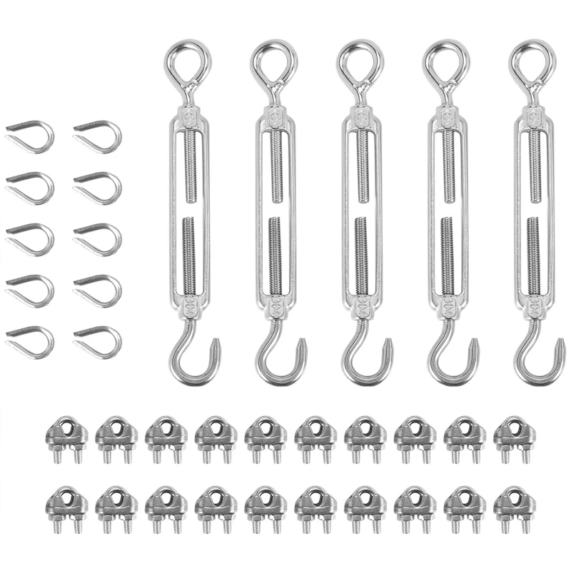 

304 нержавеющая сталь, стяжка M6, трос, Натяжной сетчатый фильтр и зажимы для проволочного троса M3, комплект кабельных перил 1/8 дюйма для Wo