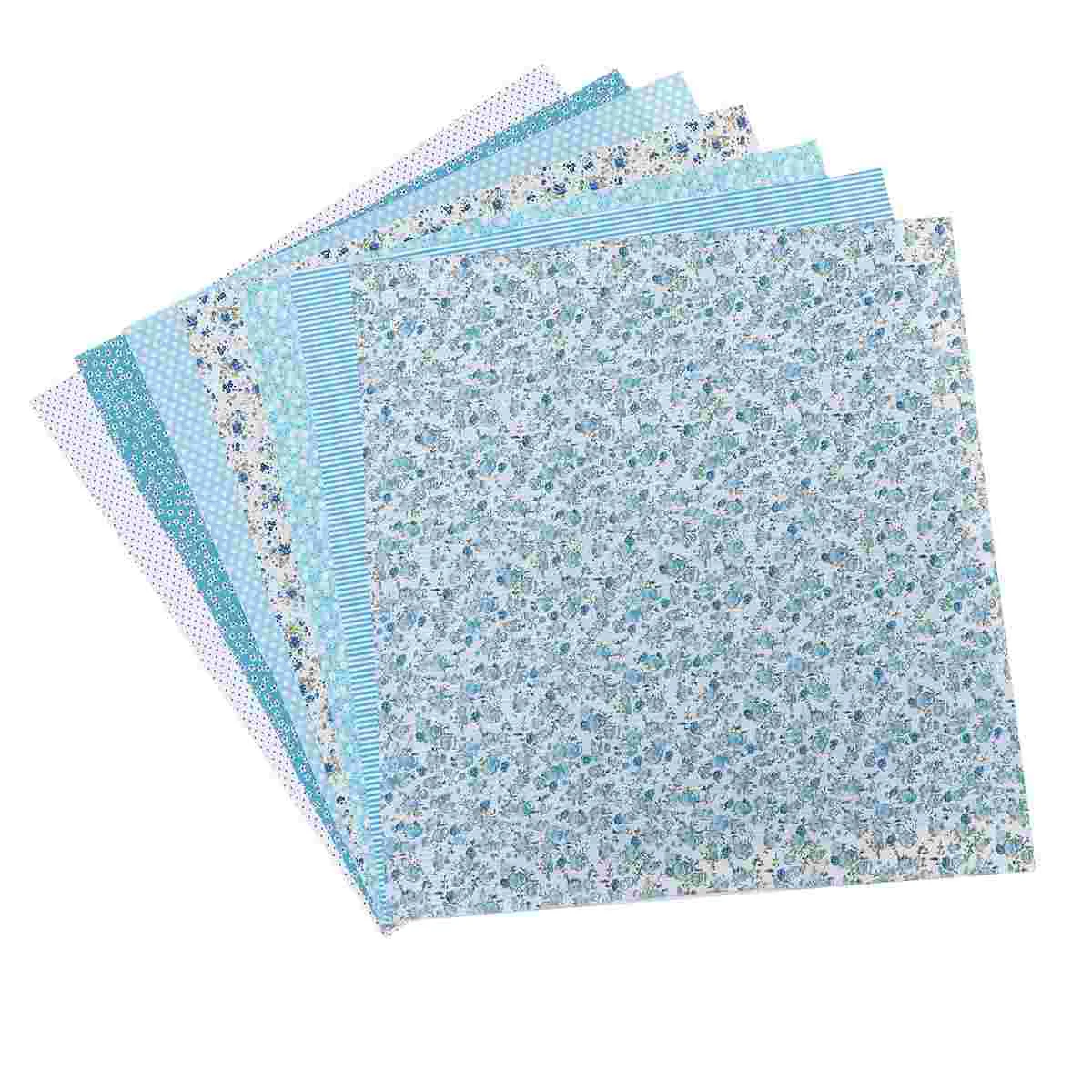 

7 Fat Quarters Fabric Bundles Blue Flower Quilting Patchwork Cotton Plain Cloth for Quilting Sewing Crafting DIY Craft 50cm