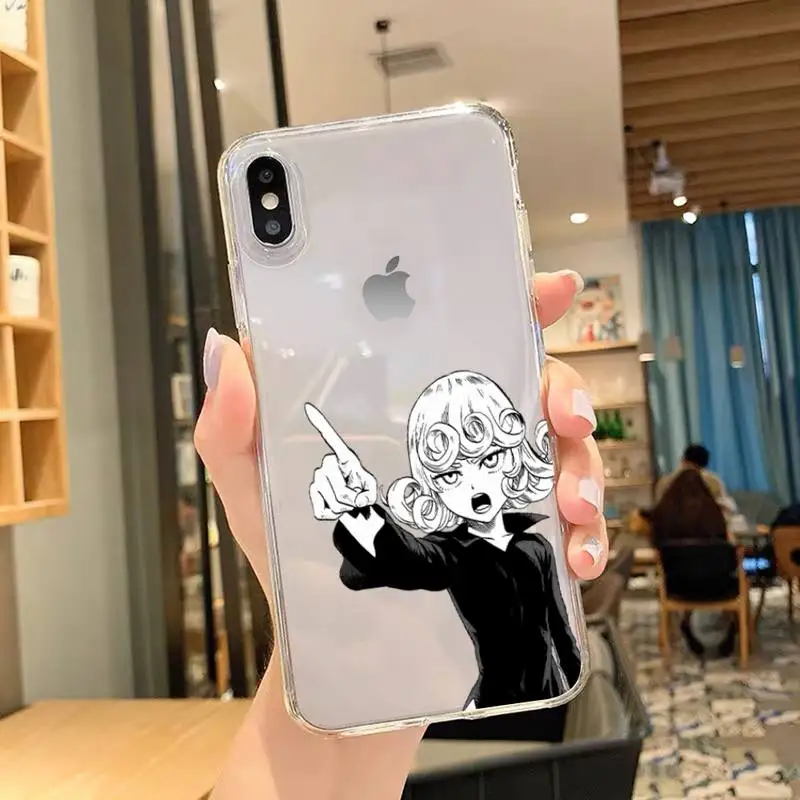 Чехол для телефона с аниме One-Punch-Man Tatsumakis iPhone 11 12 Mini 13 Pro XS Max X 8 7 6s Plus 5 SE XR прозрачный