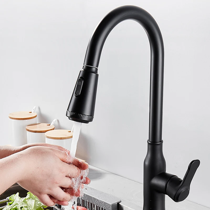 

Matte Black Kitchen Faucet Brass Cold Hot Water Spray Drinking Bathroom Faucets Washbasin Torneiras De Cozinha Stream Deck YQ50