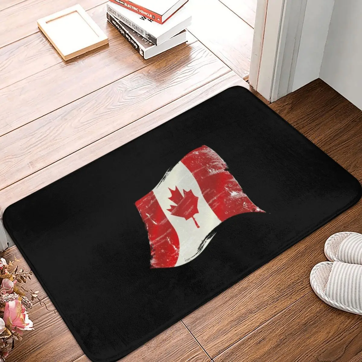 

Canada Flag Baseball Cap Bath Door Mat Rug Carpet Decor Entrance Living Room Home Kitchen Bedroom Washable Hallway
