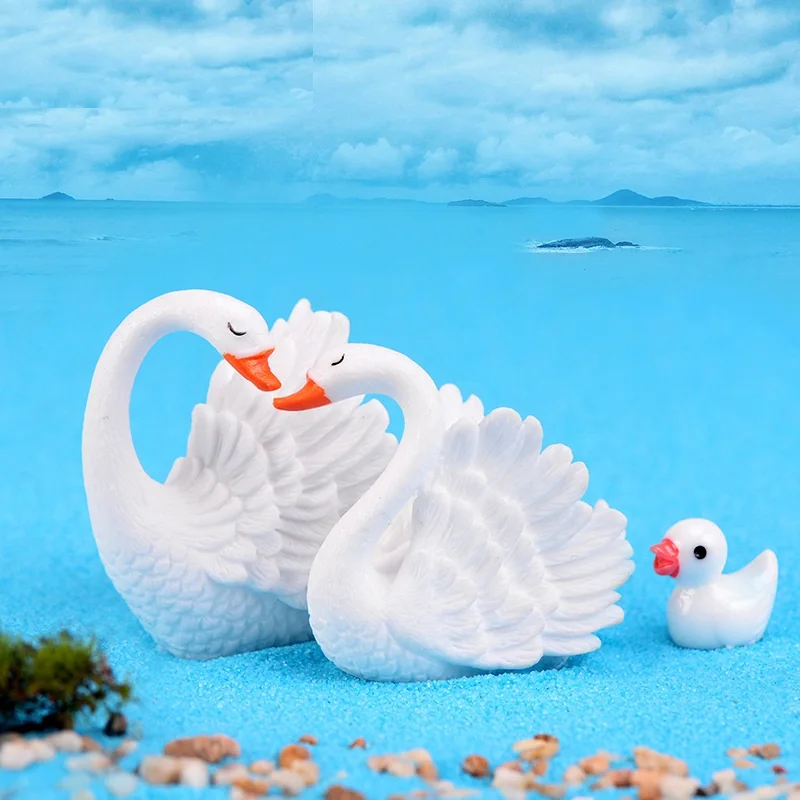 

Mini White Swan Model Resin Statue Micro Landscape DIY Bonsai Decoration Desk Decor Crafts Zakka decoration accessories Toy a211