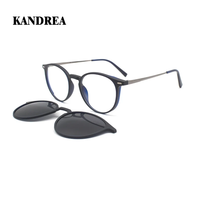 

KANDREA 2 IN 1 Alloy Vintage Magnetic Clip OnSunglasses Women Optical Myopia Eyeglasses Men Polarized Prescription Glasses S2120
