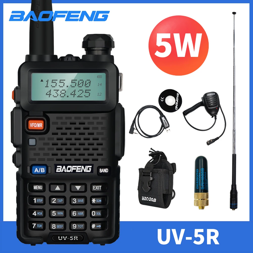 Рация Baofeng UV 5R, 5 Вт, Двухдиапазонная, VHF, UHF, дальность 10 км