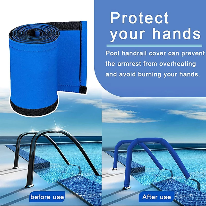 

4ft Outdoor Armrest Pad Neoprene Cloth Grip Anti Slip Protective Blue Swimming Pool Handrail Cover Non-Slip Hand Rail Covers