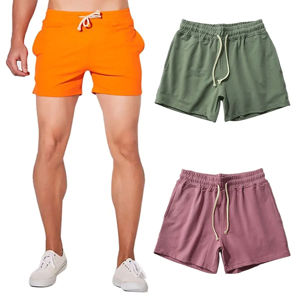 

2020 Summer Men Fashion Jogger Sweat Shorts Undershirt Casual Solid Color Gym Running Workout Athletic Pants Male Shorts