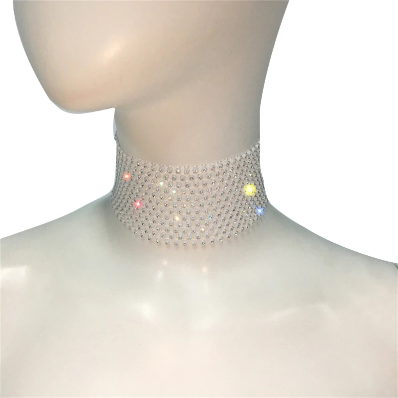 

Sparkling Choker for Women Necklace Collar Full Rhinestones Nightclub Party Raves Costume Crystal Collar