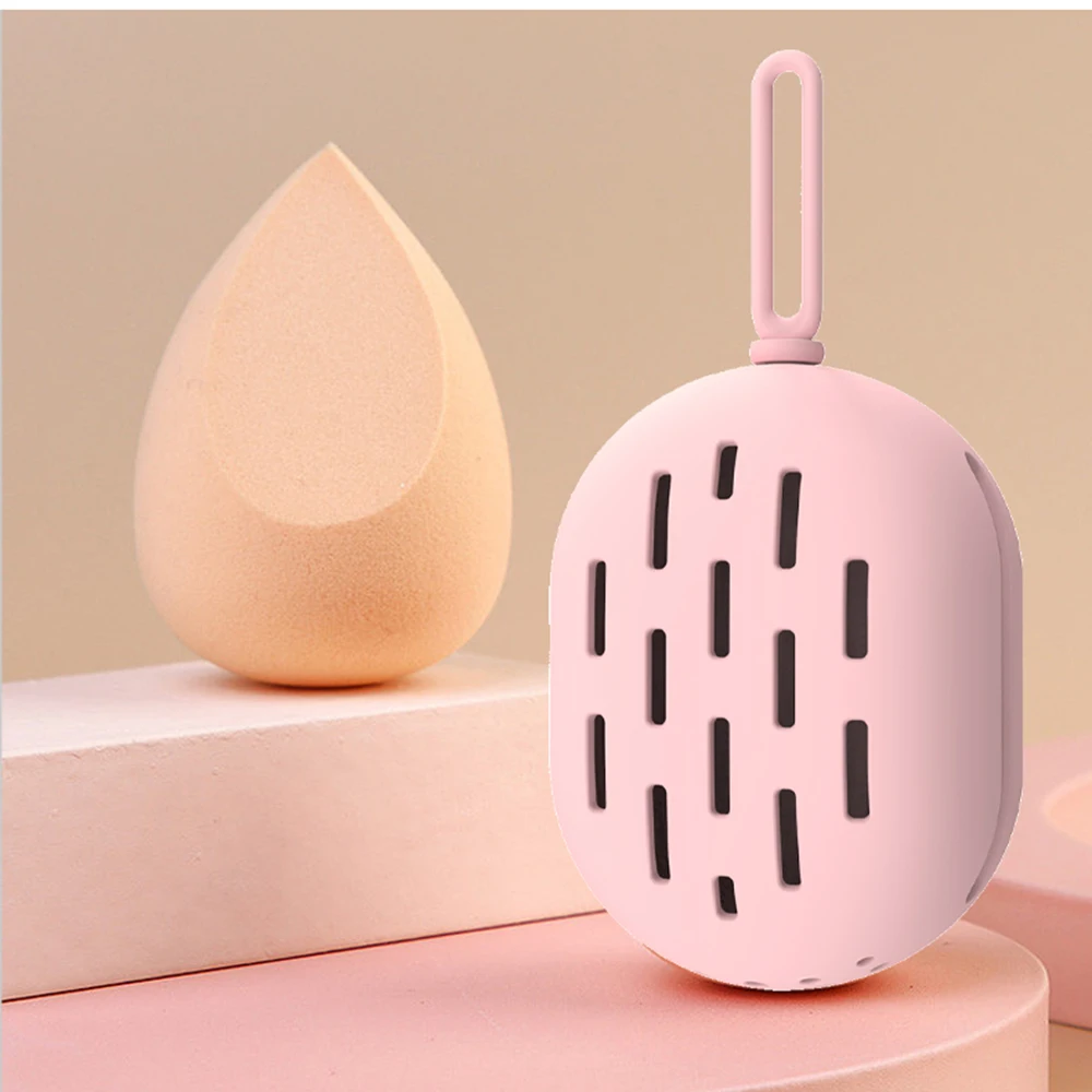 Portable Makeup Egg Silicone Storage Box Dryer Cosmetics Rack Storage Box Make Up Blender Case Makeup Accessories for Women Girl
