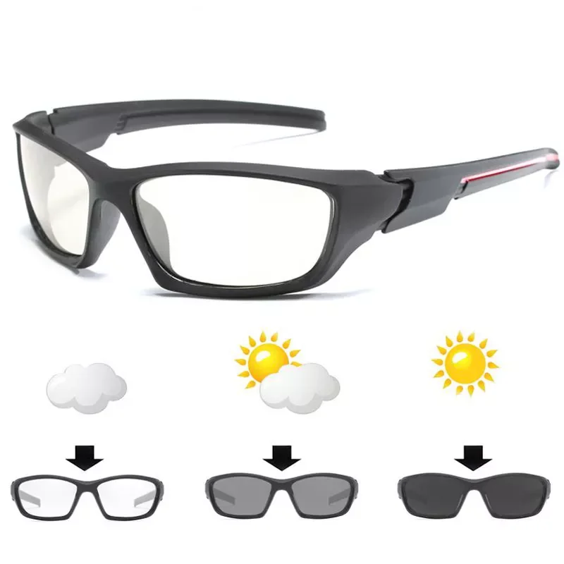 

Photochromic Sunglasses Matte Black Sports Goggles Chameleon Eyewear Women Color Changing Polarized Driving 2022 Sun Glasses