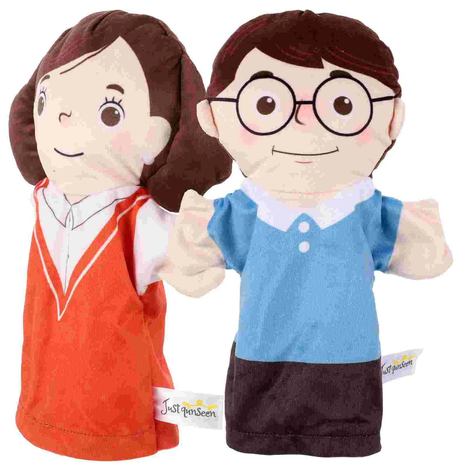 

2 Pcs Character Hand Puppet Creative Figure Toy Kids Story Adult Puppets Lifelike Mom Dad Gifts Thumb