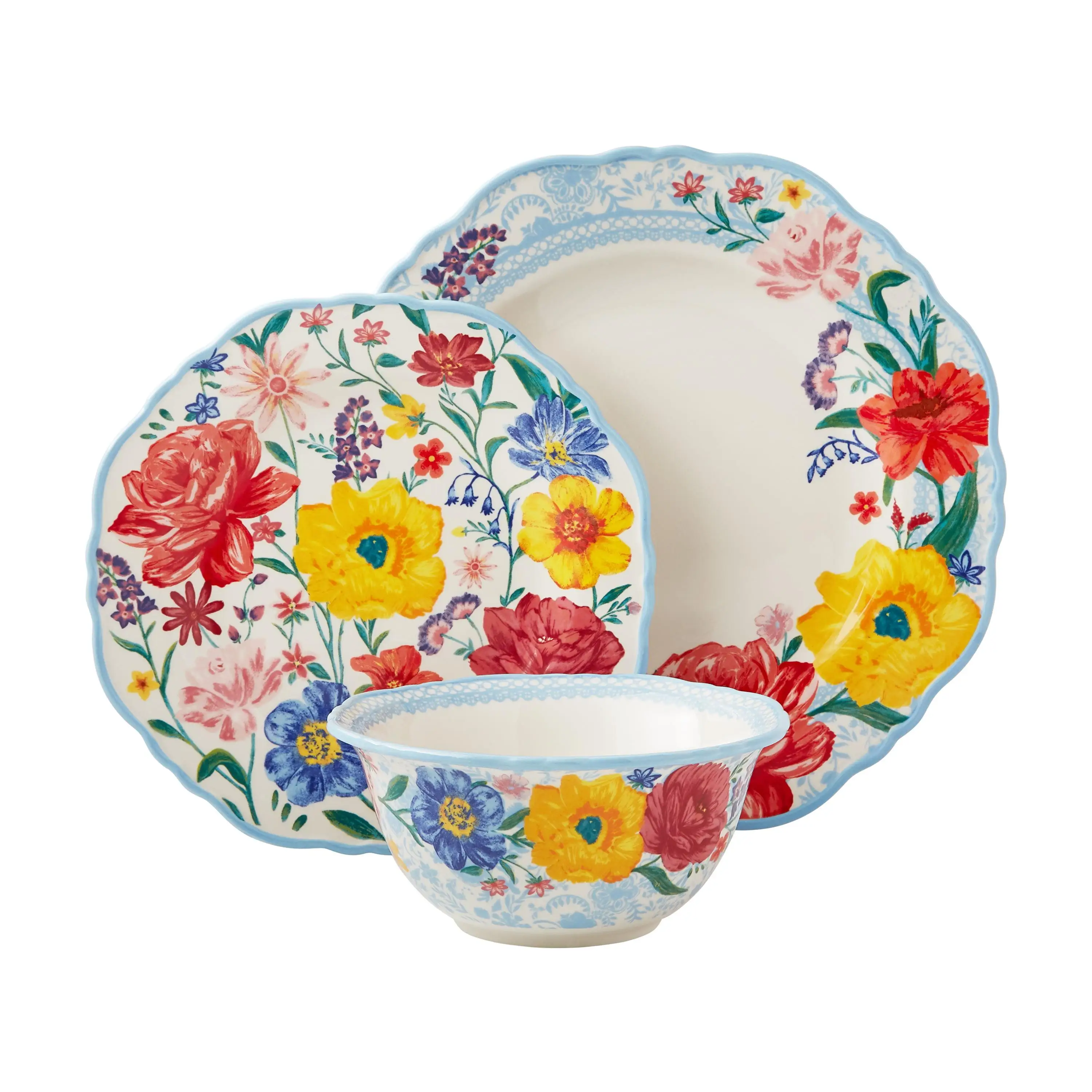 

Pioneer Woman Brilliant Blooms 12-Piece Stoneware Dinnerware Set