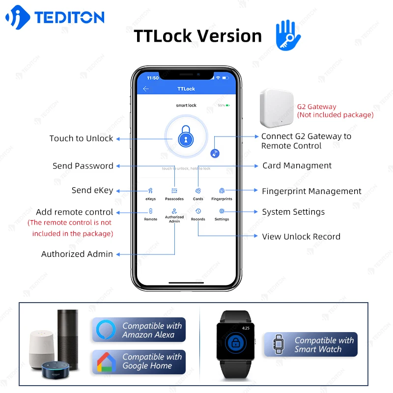 Фото Tediton TTlock Candado Con Huella, цифровой сейф для ключей с отпечатками пальцев, защитный замок с ключом и кодовым замком №5
