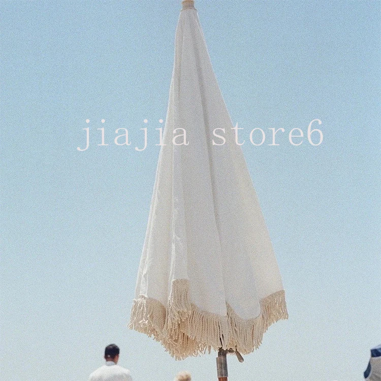 Пляжные зонты с кисточками и деревянными зонтиками 8 футов