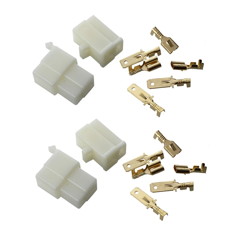 

2X Set 3-Pin Plug Connector Tab 6.3 mm Motorcycle Scooter Car