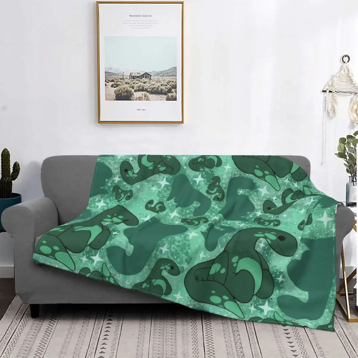 

Loch Ness Monster Plushie Series Celtic Cryptid Nessie Blankets Fuzzy Novelty Soft Throw Blankets for Bed Sofa Spring/Autumn