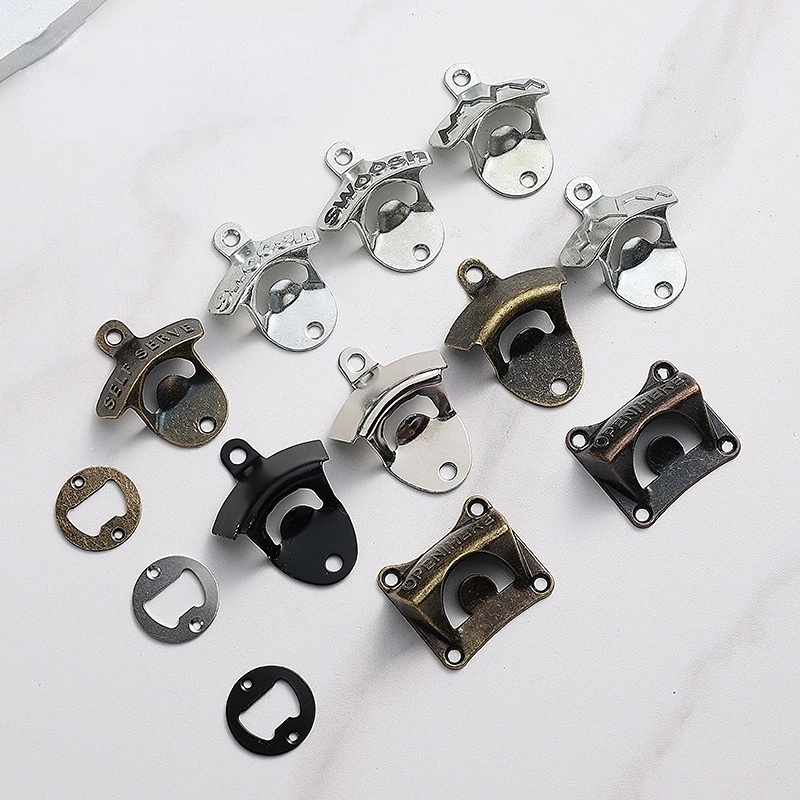 Zinc Alloy Vintage Bronze Wall Mounted Bottle Opener Beer Soda Glass Cap Bottle Opener Kitchen Accessories Bar Supplies Gift