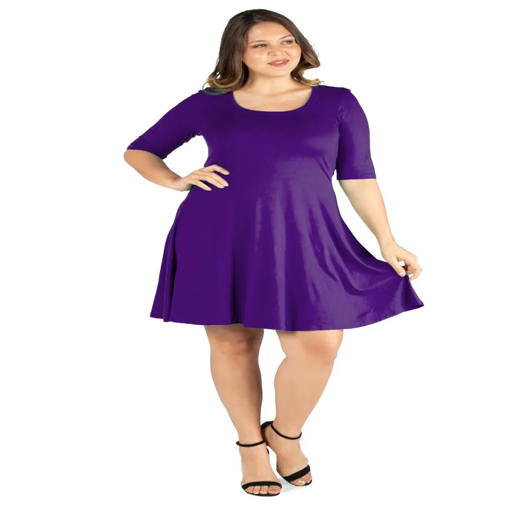 

24/7 Comfort Appare Elbow Sleeve Knee Length Dress