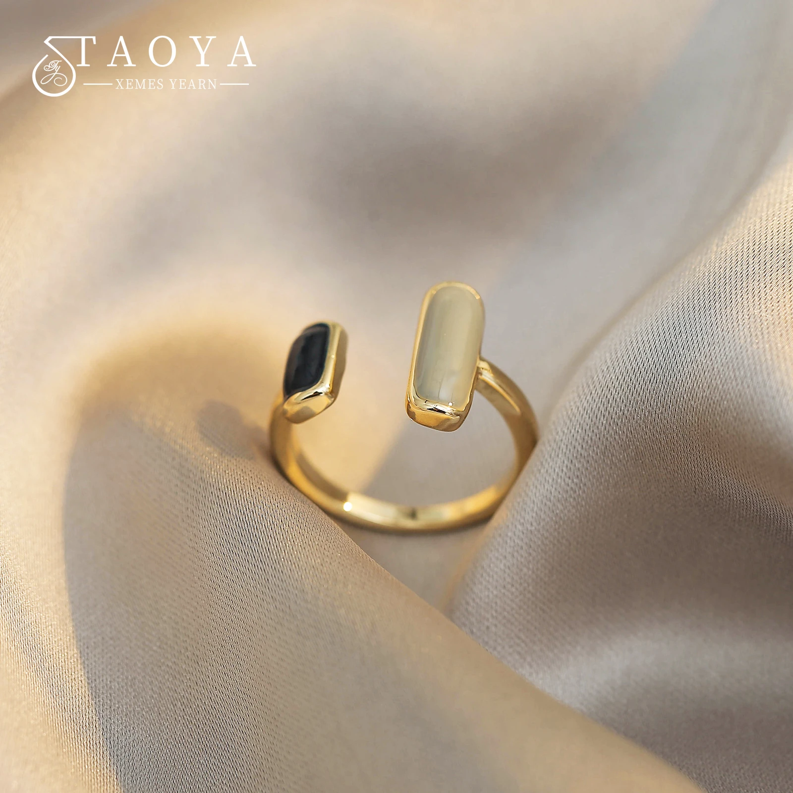 

French Retro Romantic Color Matching Drop Glaze Open Rings For Woman 2021 Korean Fashion Jewelry Party Girls' Gift Luxury Rings