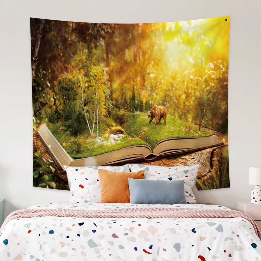 

Настенный гобелен с изображением природного леса, подвесной ковер с солнечным деревом, настенный тканевый гобелен в стиле хиппи, мандала, к...