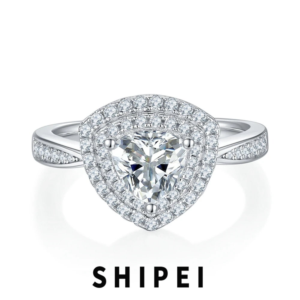 

SHIPEI 925 пробы Серебряное D настоящий Муассанит VVS1 1 CT треугольные бриллианты Драгоценный Камень Обручальное кольцо Изысканные ювелирные изде...