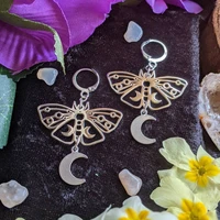 boho hollow butterfly glamour earrings for women fashion beach party jewelry gifts silver color moon moth pendant earrings women