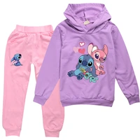 2022 new 3d printing kids clothes baby girls jacket kids fashion hoodie disney stitch sweatshirt set birthday gift