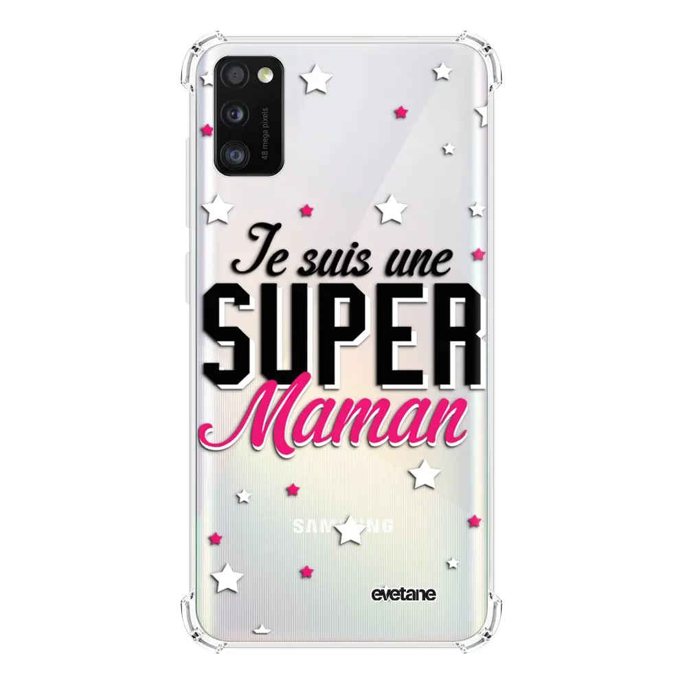 Чехол для Samsung Galaxy A41 противоударный с мягкими углами усиленный прозрачный Super Mom