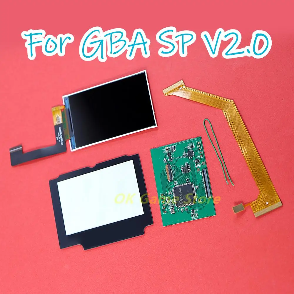 

10sets/lot For GBA SP V2.0 IPS LCD Screen Highlight Brightness LCD For GameBoy Advance SP Low Power Screen IPS LCD Screen