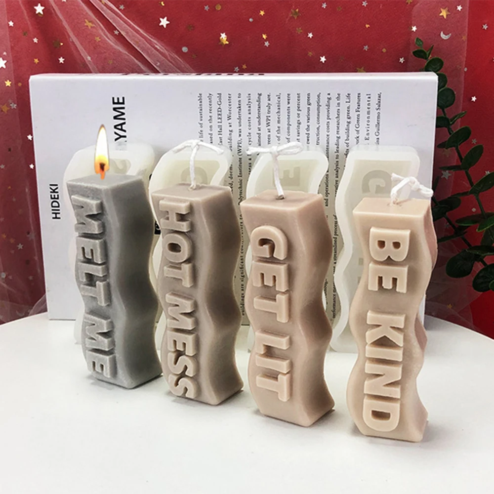 

Silicone Molds Creative English Phrase Soft Craft Casting Die for DIY Candle Large Ice Cube Trays Soap Molds TS2