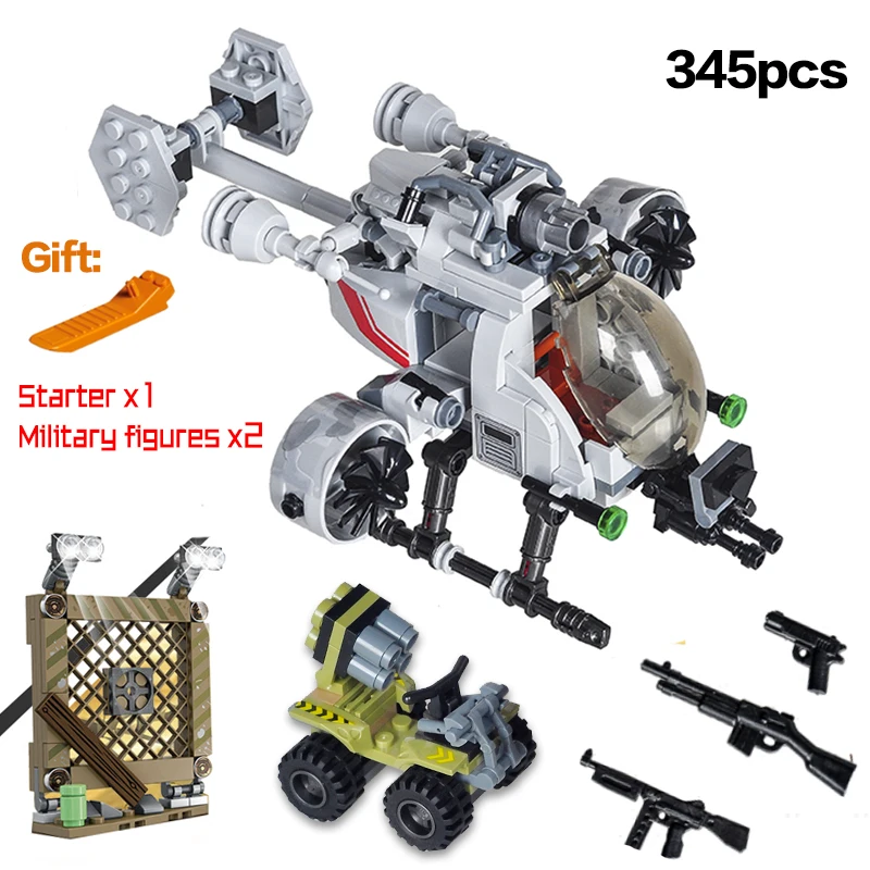 

345PCS WW2 Osprey Fighter Military Soldiers Arms Rocket Car Building Blocks Army Figures Bricks Toys For Kids Christmas Gifts