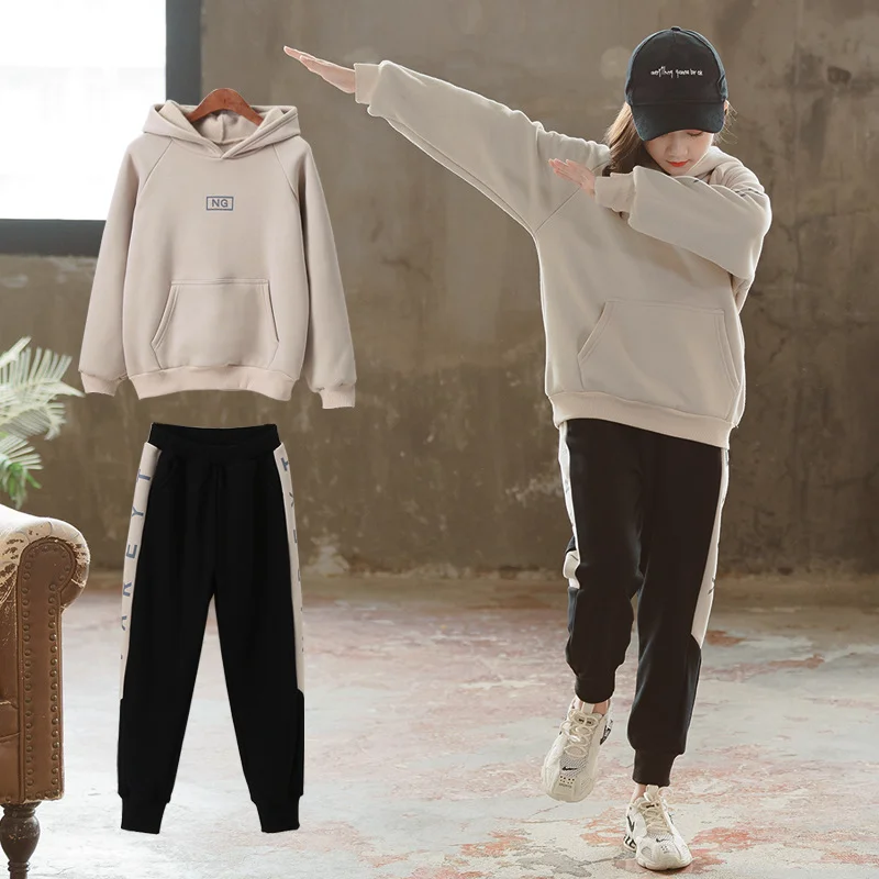 

Spring Autumn Winter Hoodies Hooded Clothes for Teenagers Fleece Costumes for Girls 2023 Pants Suit Girls Clothing 4 to 8years