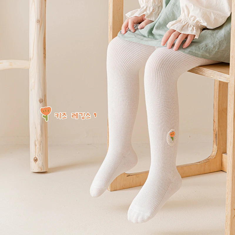 

Solid Color Leggings with Bow-Knot and Flower Embellishment for Girls - Cozy and Cute Pantyhose for Spring - 1-12 Years