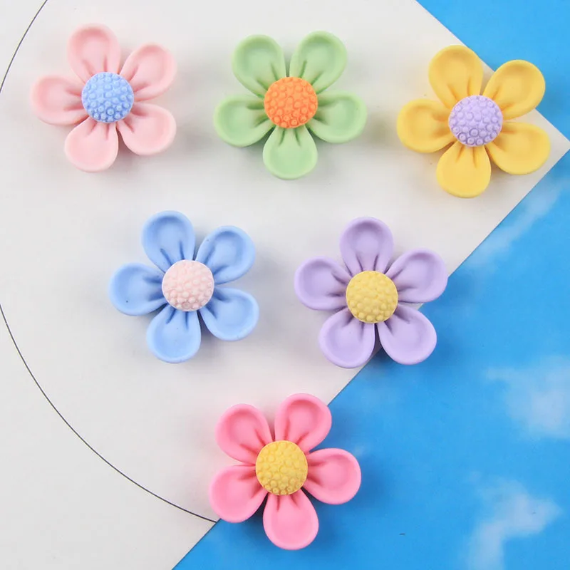 

20Pcs New Daisy Flower Flatback Charms Resin Cabochon Scrapbooking Colorful Dollhouse Scrapbooking DIY Craft Phone Accessories