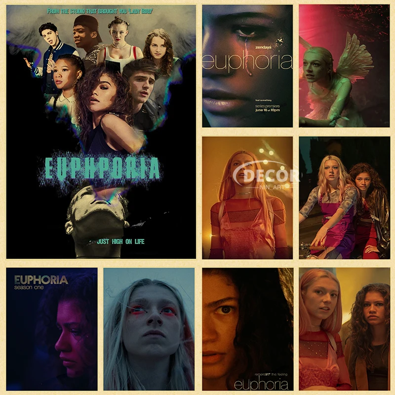 

Retro Wall Art Kraft Paper Posters Trendy TV Euphoria Rue Jules Vintage Aesthetic Paintings Room Home Bar Cafe Decor Gift Print