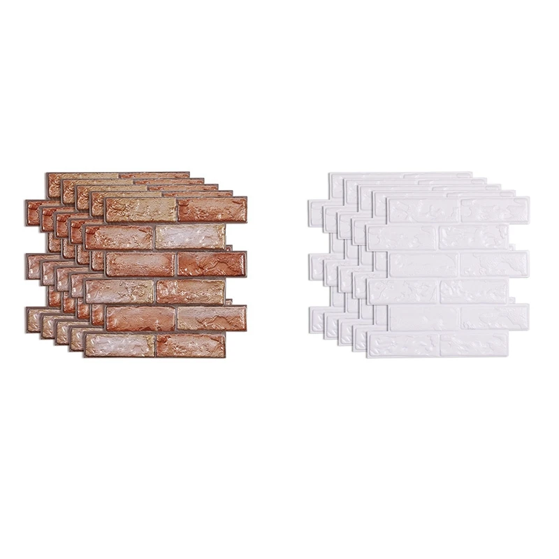 

Самоклеящаяся водостойкая кирпичная настенная 3d-наклейка из ПВХ, 12 шт.