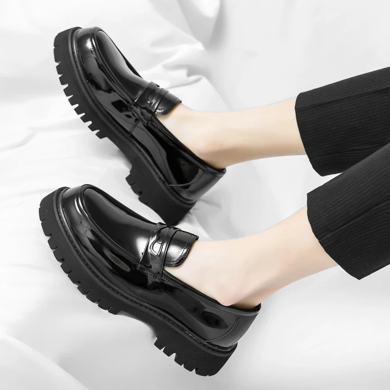 Туфли Lefu мужские из искусственной кожи устойчивые к износу толстая подошва