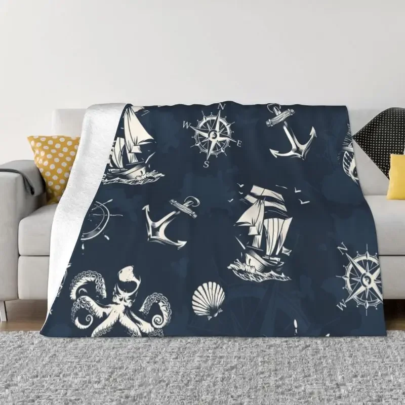 

Одеяла с морскими символами, дышащее мягкое Фланелевое летнее одеяло, матросское одеяло, домашнее постельное белье