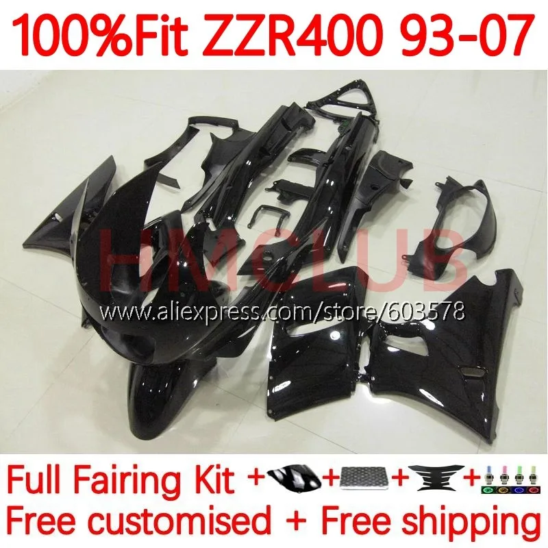 

Injection For KAWASAKI gloss black NINJA ZZR 400 ZZR400 2000 2001 2002 2005 2006 2007 ZZR-400 93 95 96 97 98 99 Fairing 82No.105