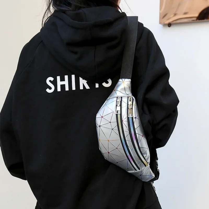 Женская Модная Универсальная Поясная Сумка С Геометрическим Узором Лазерная