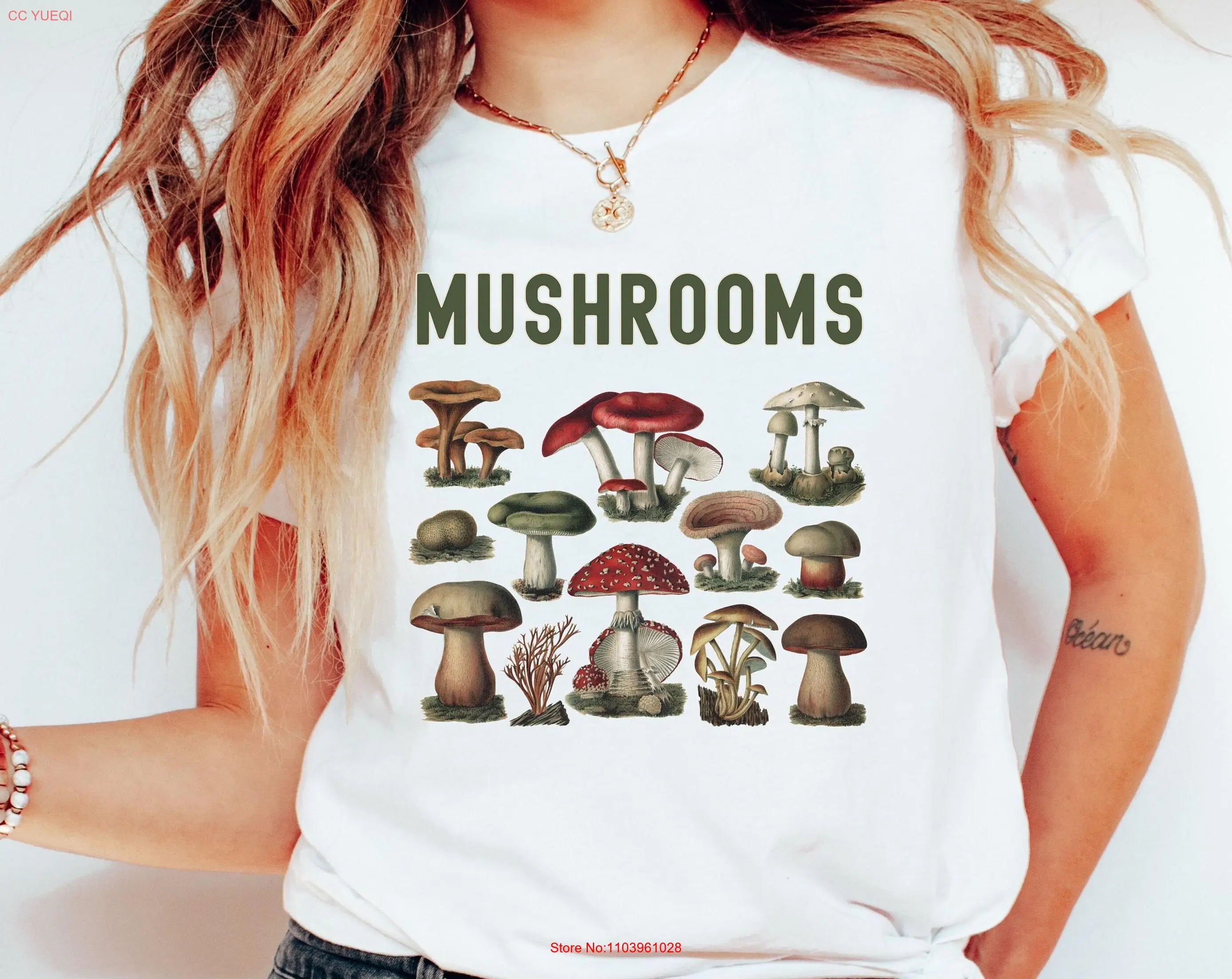 Aesthetic Mushroom T Shirt Magic Botanical Cottagecore Nature Lover Fungus long or short sleeves