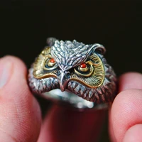 vintage women silver owl ring adjustable personality retro domineering eagle opening rings mens jewelry 2022 trend
