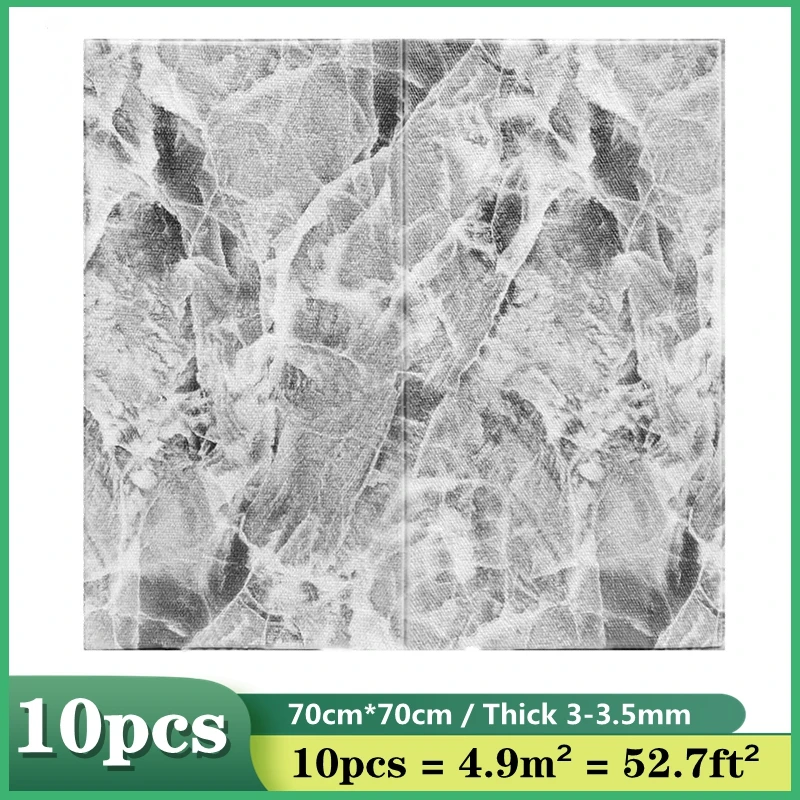 

10 листов утолщенных 3D мраморных самоклеящихся настенных наклеек, пенопластовые обои против столкновений, украшение для спальни, гостиной, дома