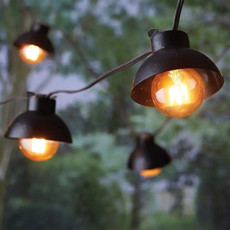 

Vintage Filament Metal Lantern Outdoor String Lights, with Black Wire Led lights with battery Christmas lights outdoor Luces na