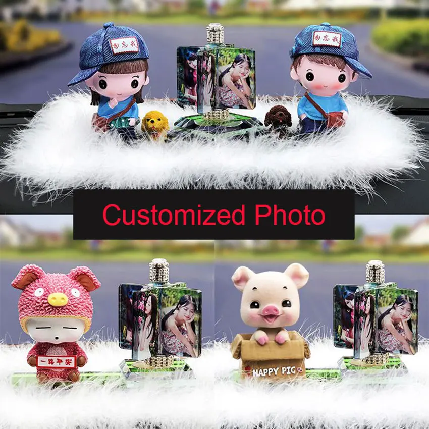 

Hot Car Decoration Accessories Interior Decoration Cute Shaking Feather Pigs Cat Photoes Cars Ornaments 차량용 인형 Voiture