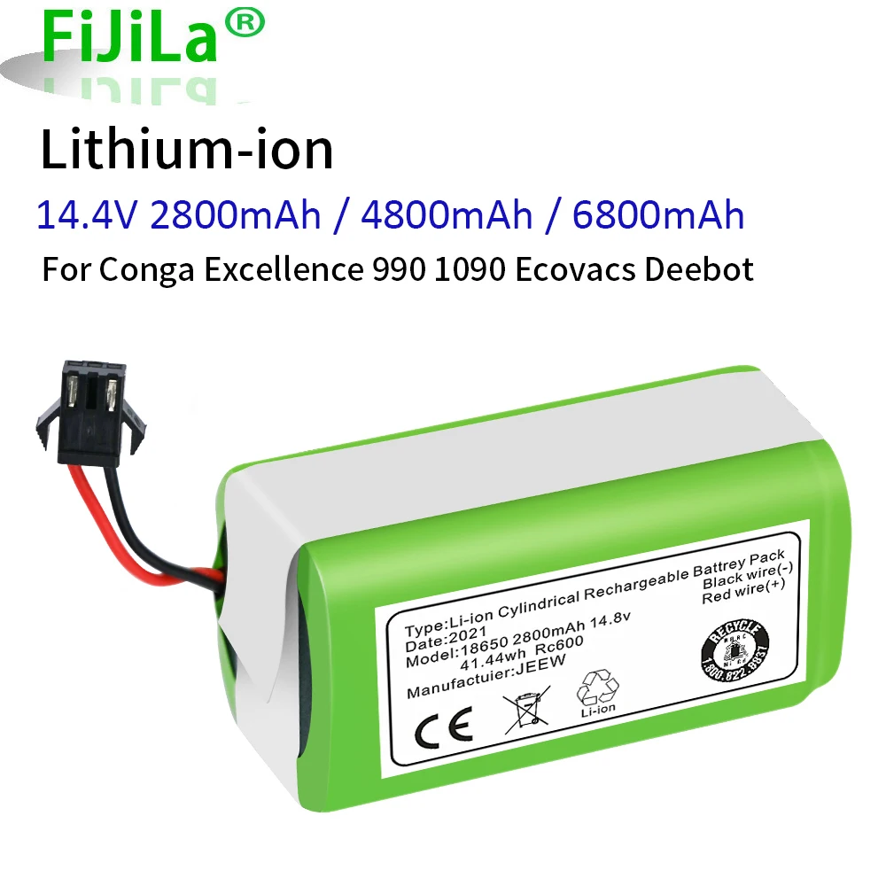 

14.4V 6800mAh Li-ion battery for Conga Excellence 990 Ecovacs Deebot N79 N79S DN622, Eufy Robovac 11 11S 12 15C 15S 35C