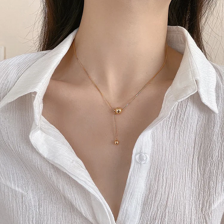 

Ожерелье-чокер на тонкой цепочке с двумя шариками для мужчин и женщин